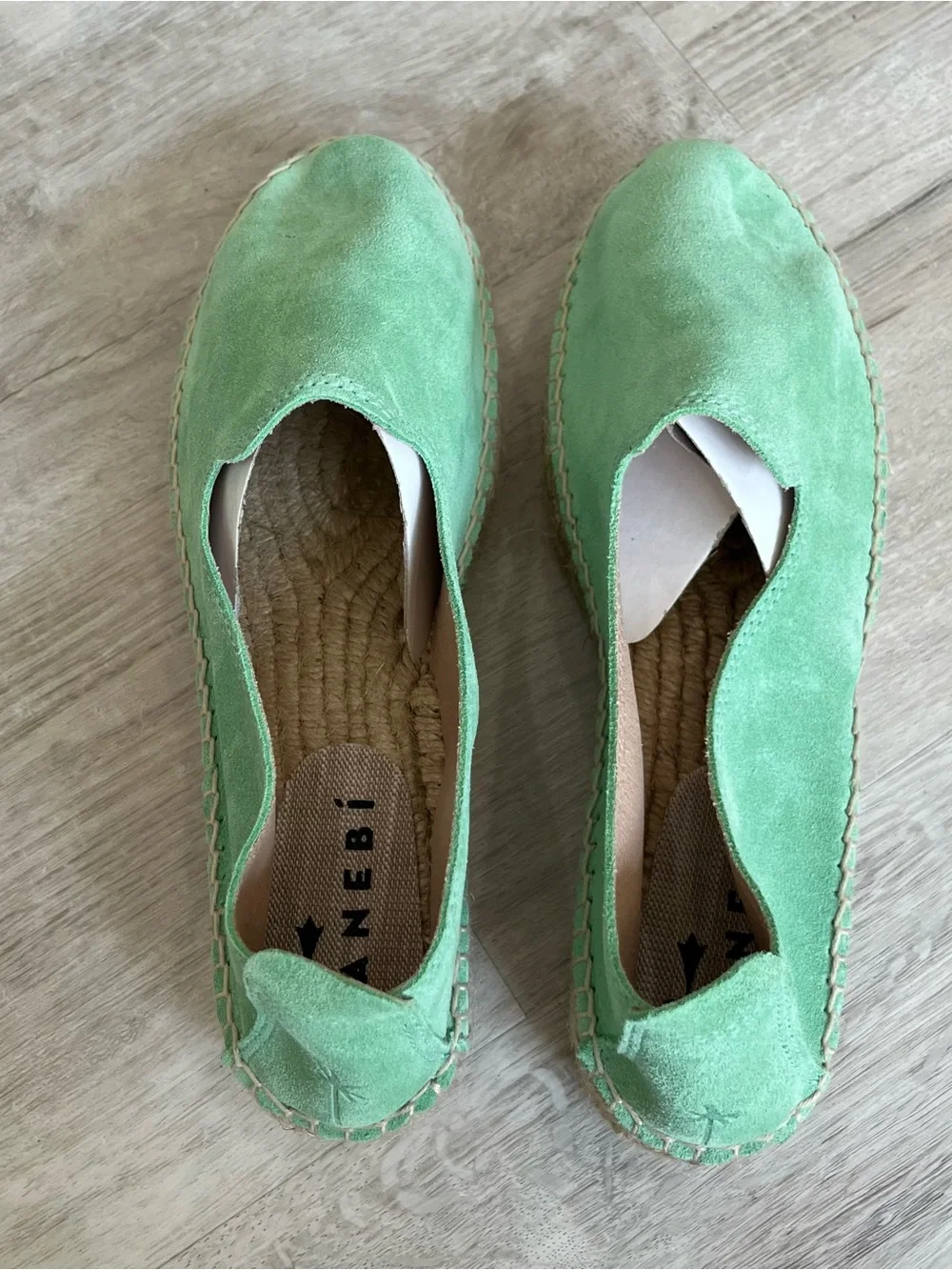MANEBÍ Hamptons Suede Double Sole Espadrilles Shoe Pastel Mint EU 39 NIB Coastal